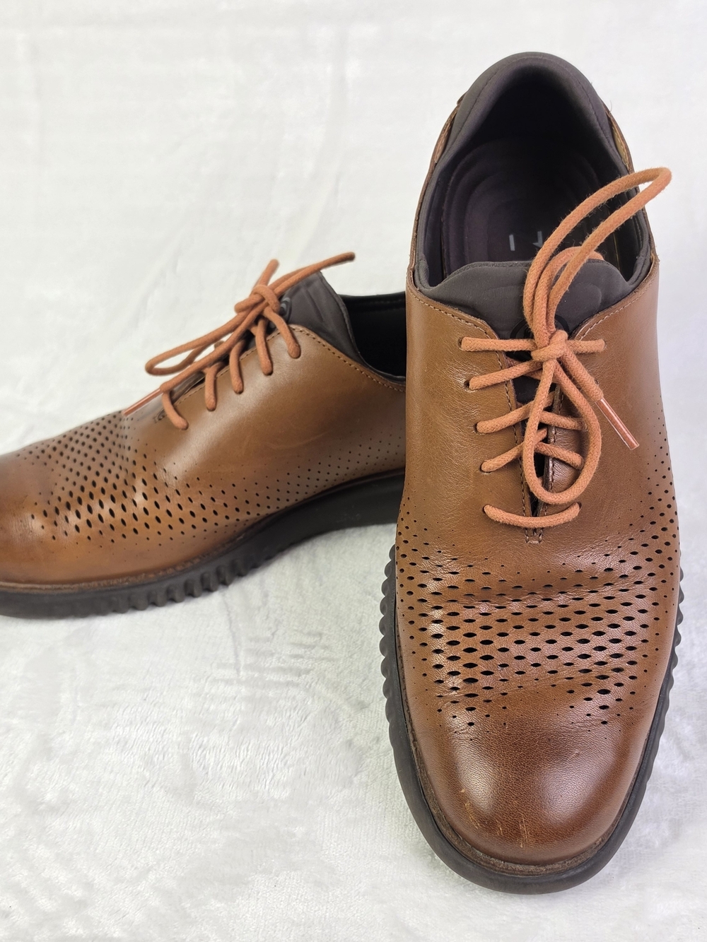 Cole Haan Zerogrand Shoes Mens 10M Brown Oxford Perforated Lace Up Comfort